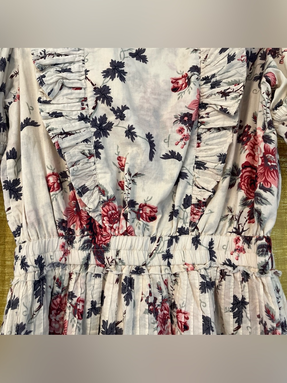 LoveShackFancy Floral Roses Tiered Ruffle Mini Dress Cotton Sz S - Picture 7 of 7
